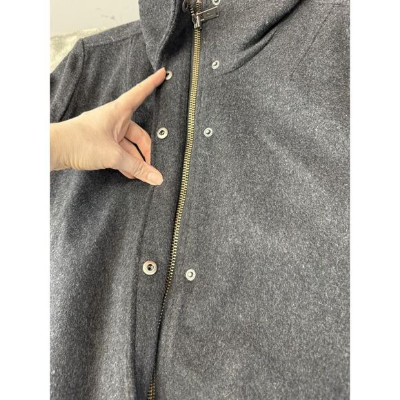 NWOT Pendleton Cascade Wool Coat Charcoal Funnel Neck Stripe Lining Women’s sz L - Picture 10 of 16